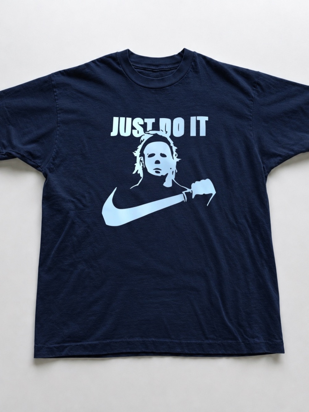 Navy Short-Sleeve Tee with Light Blue Graphic